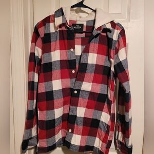 Hollister Red, Black, and White Checkered Shirt
